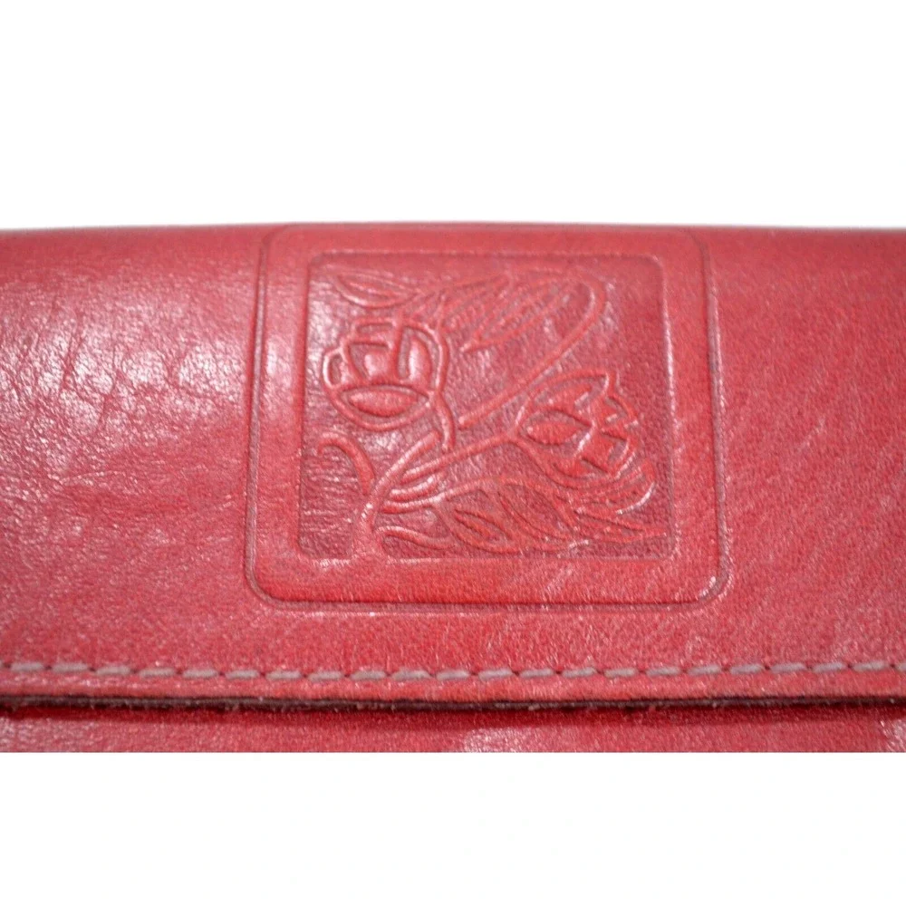 Vintage Womens Baronet Genuine Leather Wallet Red With Checkbook Notes Coin Slot